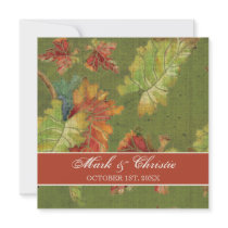 Wedding Invitation Autumn Grape Leaf Batik