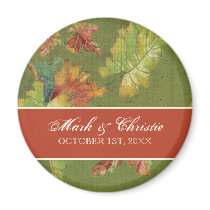 Wedding Invitation Autumn Grape Leaf Batik Fridge Magnets