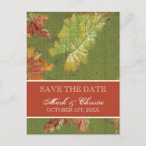 Wedding Invitation Autumn Grape Leaf Batik postcard