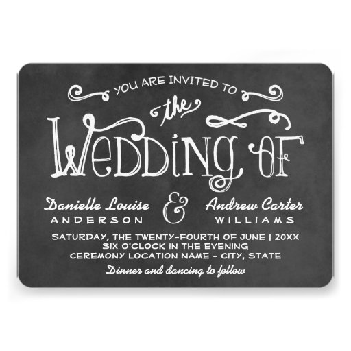 Wedding Invitation | Black Chalkboard Charm