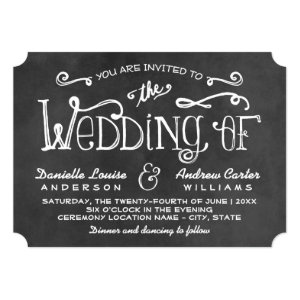 Wedding Invitation | Black Chalkboard Charm Custom Announcement