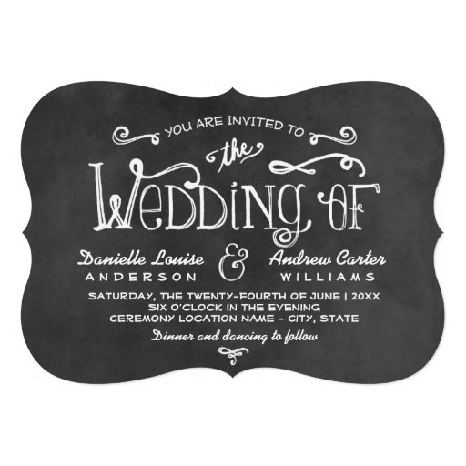 Wedding Invitation | Black Chalkboard Charm (front side)