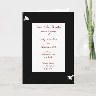 A simple but elegant black white and red Wedding Invitation