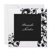 Wedding Invitation Black & White Elegant Floral