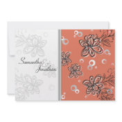 Wedding Invitation - Black & White Floral Bubbles