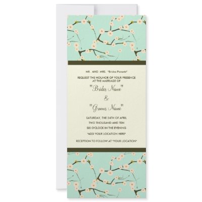 Wedding Invitation Blue Cherry Blossom