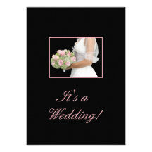 wedding invitation bride with bouquet on black