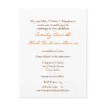 Wedding Invitation Brown and Orange Font on White postcards