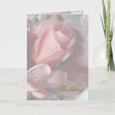 Wedding Invitation Card by elenaind A pink rose in soft light decorates 
