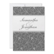 Wedding Invitation Charcoal Grey Victorian Floral