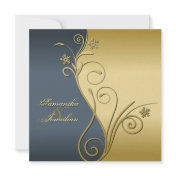 Wedding Invitations-Classy-Blue-Gold-Floral