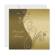 Wedding Invitation Classy Brown Gold Floral