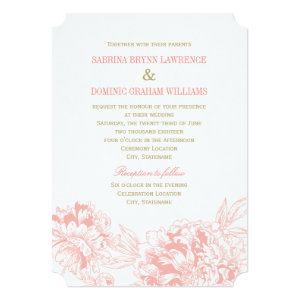 Wedding Invitation | Coral Floral Peony Design 5