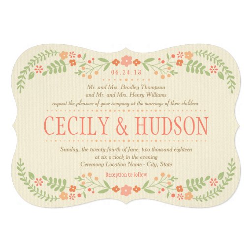 Wedding Invitation | Country Florals Pink Personalized Invitation