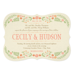 Wedding Invitation | Country Florals Pink 5