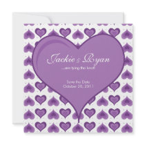 Wedding Invitation Cute Hearts Purple