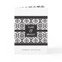 WEDDING INVITATION :: damask landscape black cards