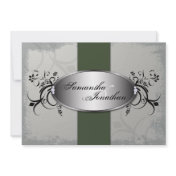 Wedding Invitation Elegant Gray Green Aged Floral