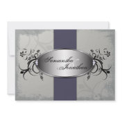 Wedding Invitation Elegant Gray Purple Aged Floral