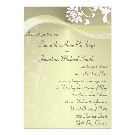 Wedding Invitation - Elegant Ivory Floral Ribbon