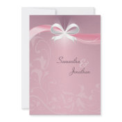 Wedding Invitation - Elegant Pink Floral Ribbon