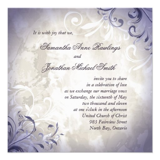 Wedding Invitation Elegant Vintage Foliage & Swirl