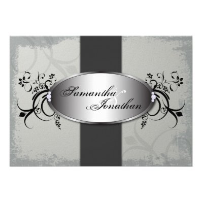 Wedding Invitation Elegant Vintage Gray Floral