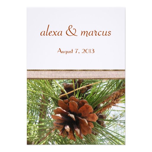 Wedding Invitation - Evergreen and Pine Cone Scene