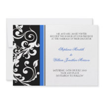 Wedding Invitation - Floral - Black/Blue