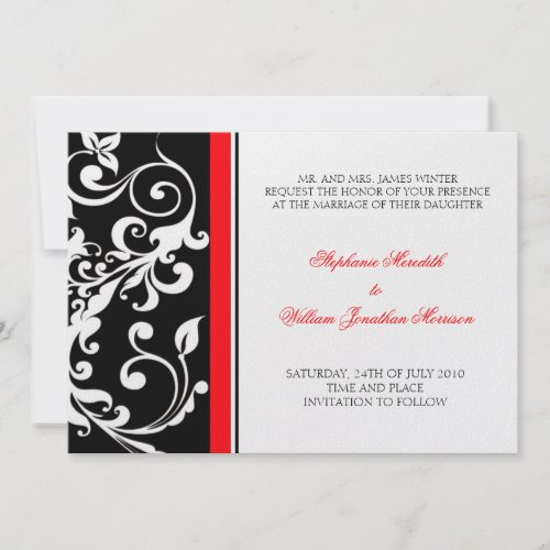 Wedding Invitation Floral Black Red invitation