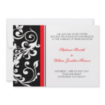 Wedding Invitation - Floral - Black/Red