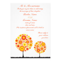 Wedding Invitation - Flower Wishing Tree Orange