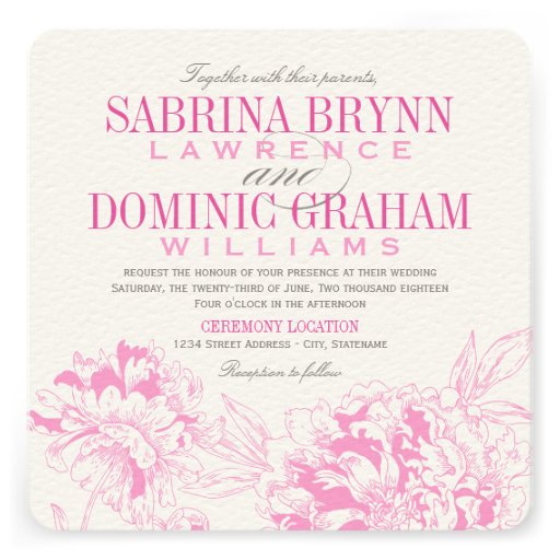Wedding Invitation | Fuchsia Floral Peony Design