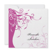 Wedding Invitation Fuchsia Pink Contrasting Floral