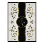 Wedding Invitation Gold Black Cream Elegant Spiral