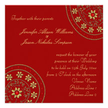 Wedding Invitation Gold & Jewels Indian Inspired