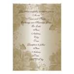 Wedding invitation gold satin plumeria