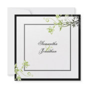 Wedding Invitation Green & White Elegant Floral