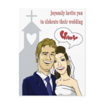 Wedding invitation illustrations postcards