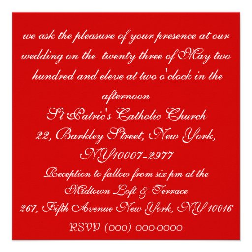 Wedding Invitation in red