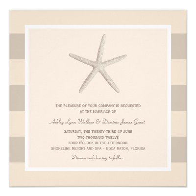 Wedding Invitation | Ivory Seashell Stripes