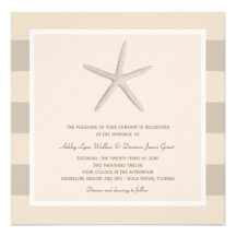 Wedding Invitation | Ivory Starfish Stripes