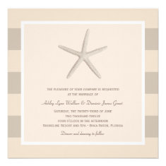Wedding Invitation | Ivory Starfish Stripes