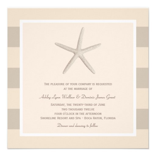 Wedding Invitation | Ivory Starfish Stripes (front side)