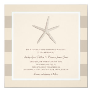 Wedding Invitation | Ivory Starfish Stripes 5.25