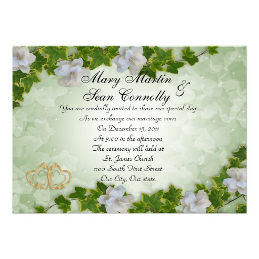 Wedding Invitation ivy border with gardenias
