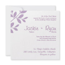 Wedding Invitation Leaf Branch Purple