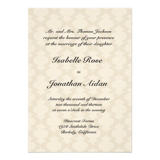 Wedding invitation - Linen with damask waves