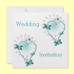 Wedding Invitation Mint Heart And Butterflies