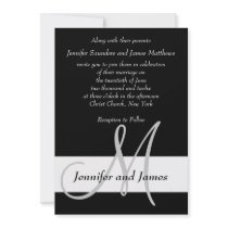 Wedding Invitation Monogram Black and White